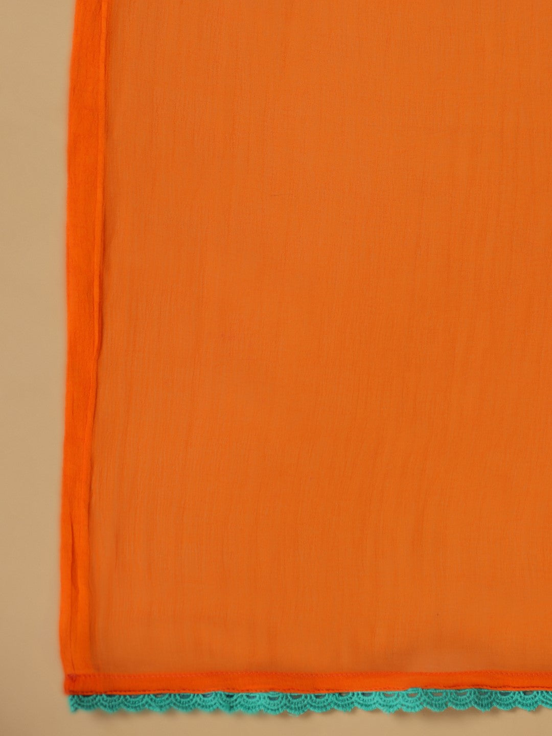 Juniper The Ornamental Bloom Orange Floral Print Kalidar Rayon Slub Kurta Pant & Dupatta Set With 3D Beads - Distacart