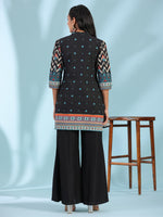 Thumbnail for Juniper Women's Black Pure Cotton Geometric Printed & Pleated Kurta With Beads & Sequins - Distacart