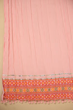 Thumbnail for Juniper Peach Cotton Tribal Print Crushed Anarkali Kurta With Pant & Dupatta Set With Kantha Work & Button - Distacart