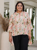 Juniper Ivory Floral Printed Rayon High-Low Plus Size Tunic With Lace - Distacart
