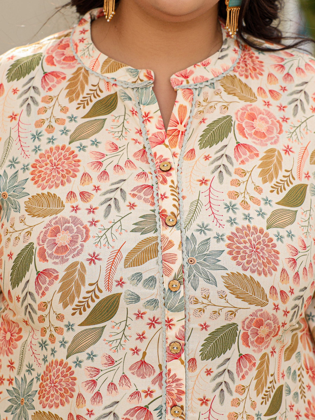 Juniper Ivory Floral Printed Rayon High-Low Plus Size Tunic With Lace - Distacart