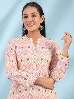 Thumbnail for Juniper Women's The Crafted Geometrics Ivory Geometric Printed Rayon Tunic - Distacart