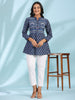 Juniper Women Blue Cotton Cambric Printed A-Line Tunic - Distacart
