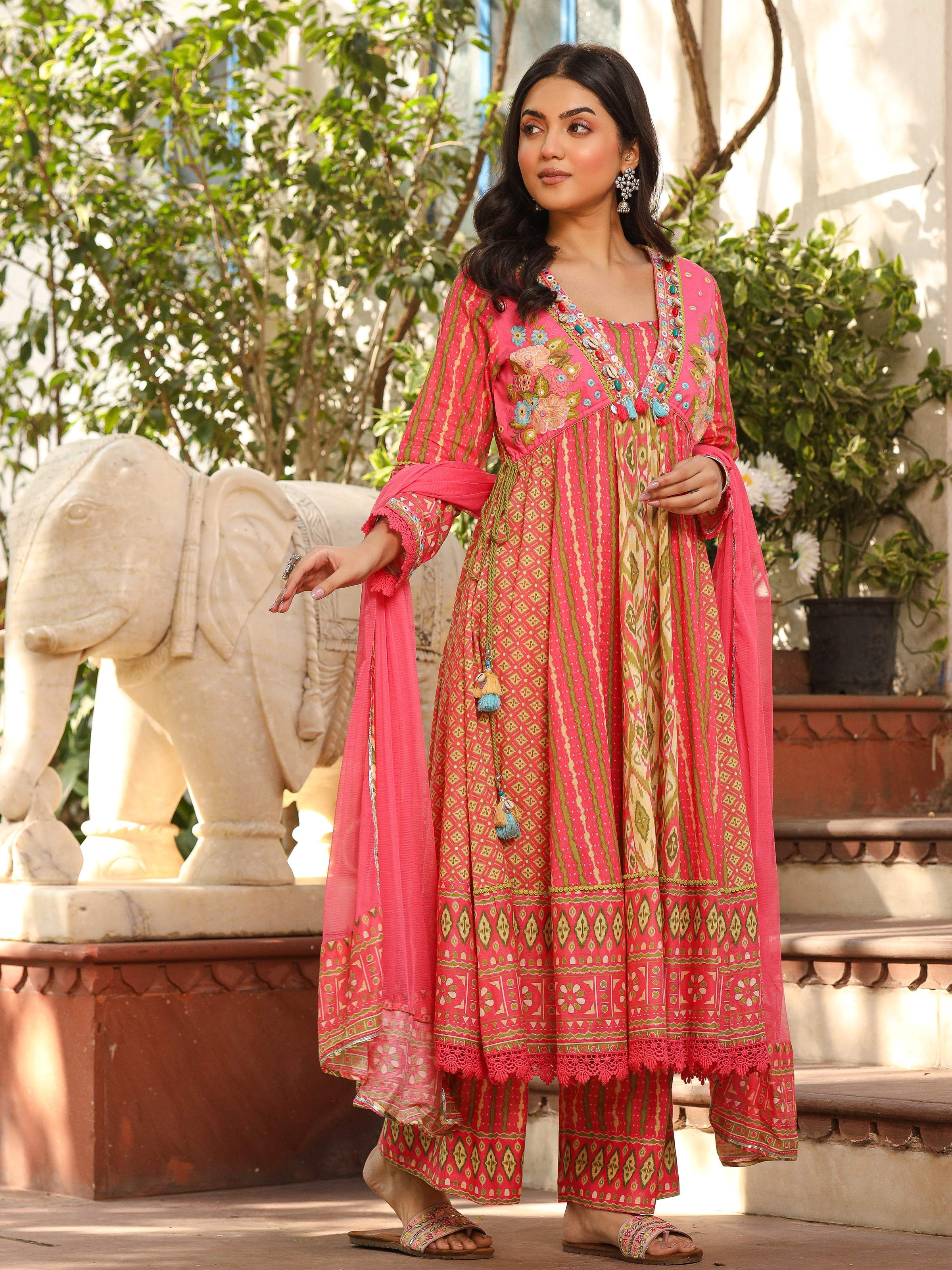 Juniper Women's Green Pure Cotton Printed Kurta Set - Distacart