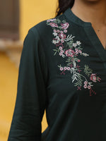 Thumbnail for Juniper Green Modal Rayon Embroidered Tunic - Distacart