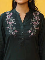 Thumbnail for Juniper Green Modal Rayon Embroidered Tunic - Distacart