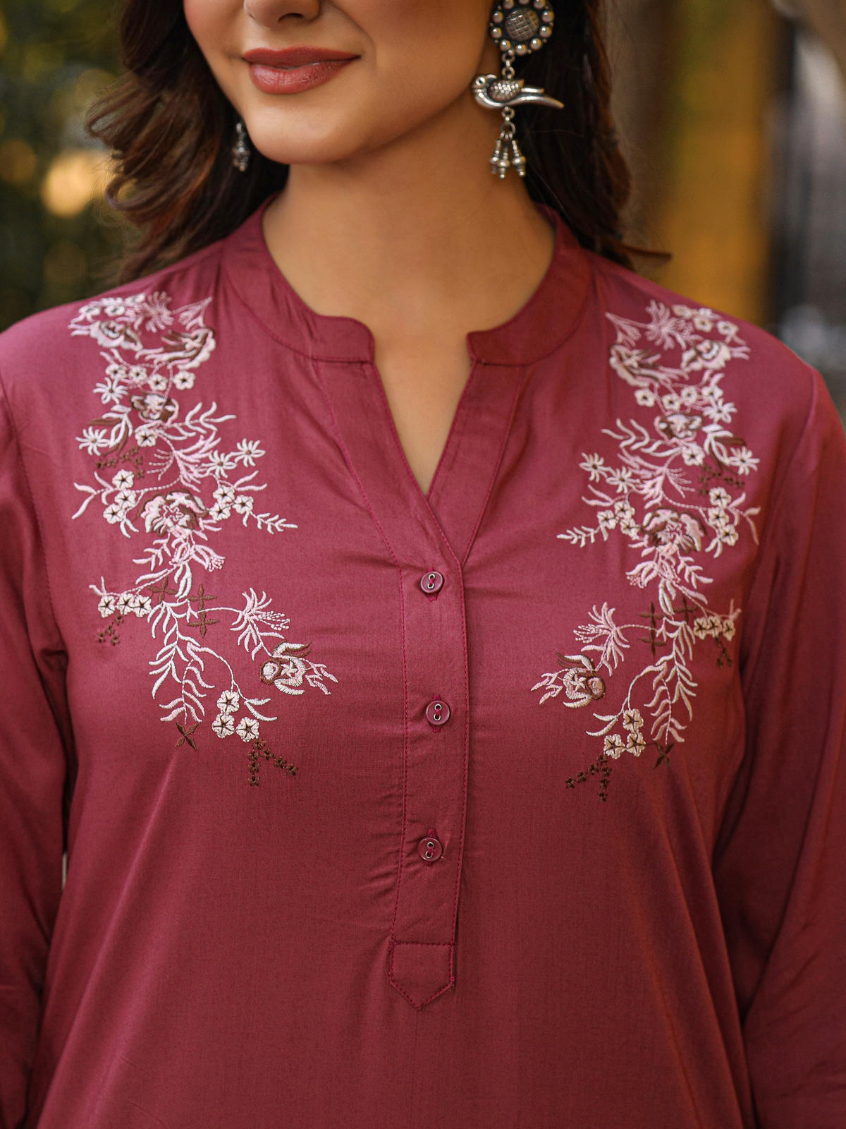Juniper Women's Onion Pink Modal Rayon Embroidered Tunic - Distacart