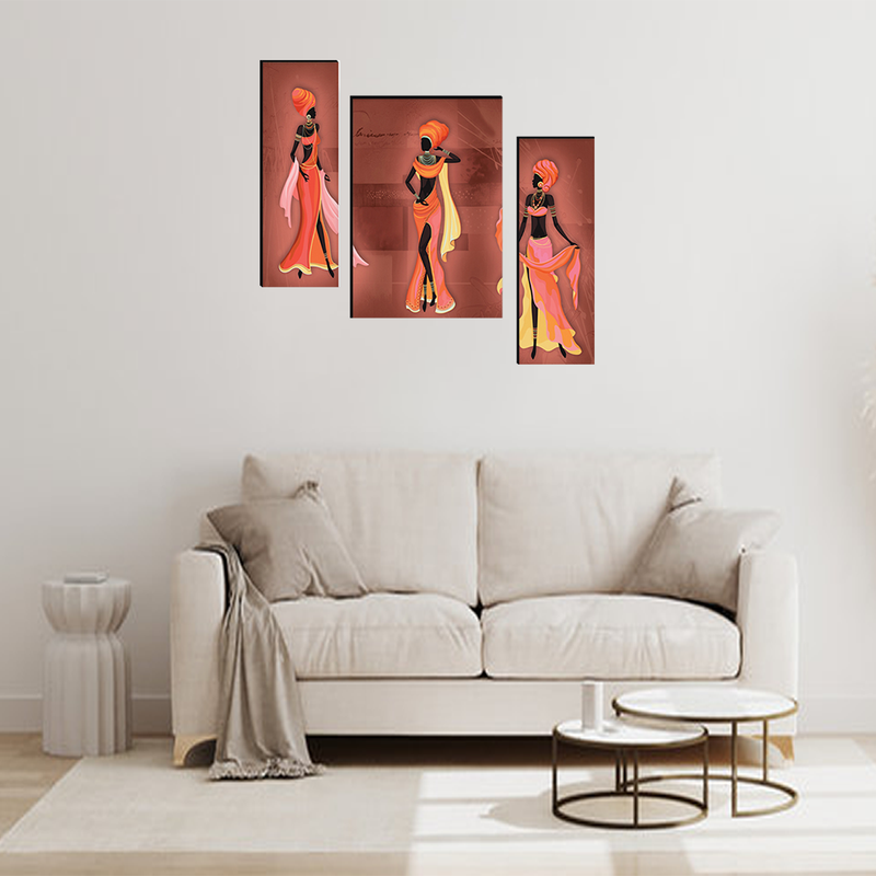 Tehzeeb Creations Set Of 3 Digital Wall Painting - Distacart