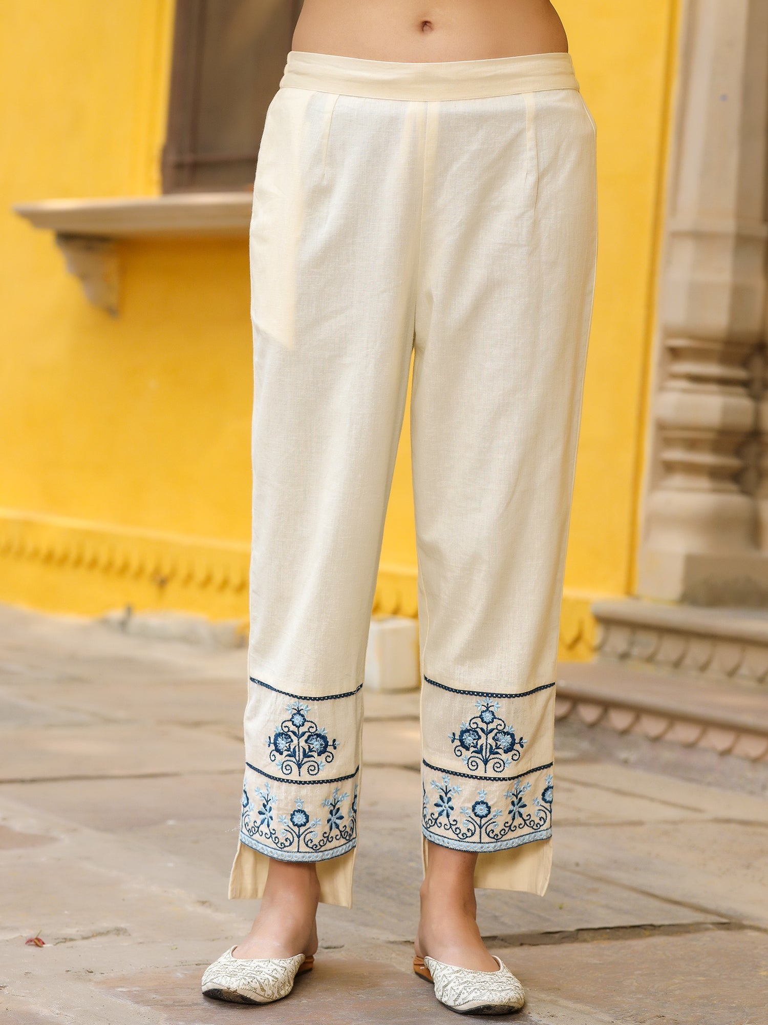 Juniper Women's White Pure Cotton Embroidered Kurta Set - Distacart