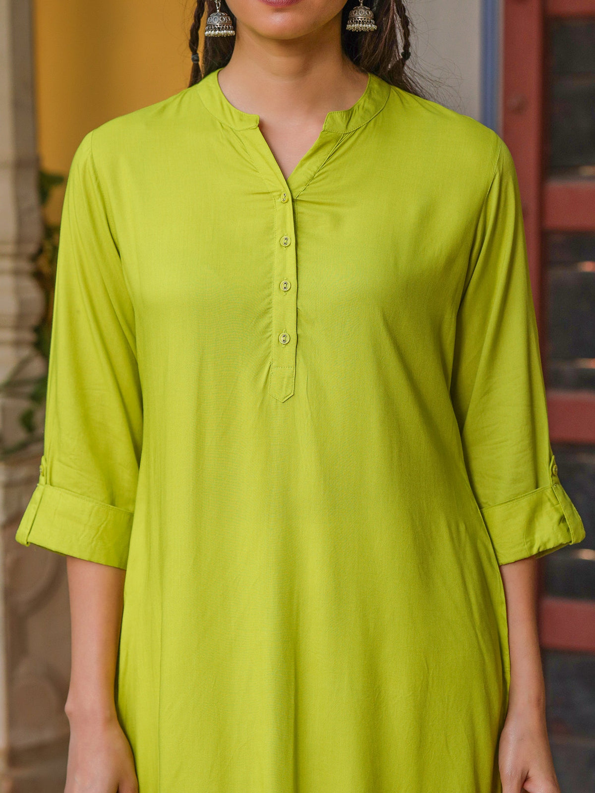 Juniper Green Viscose Rayon Kurta - Distacart