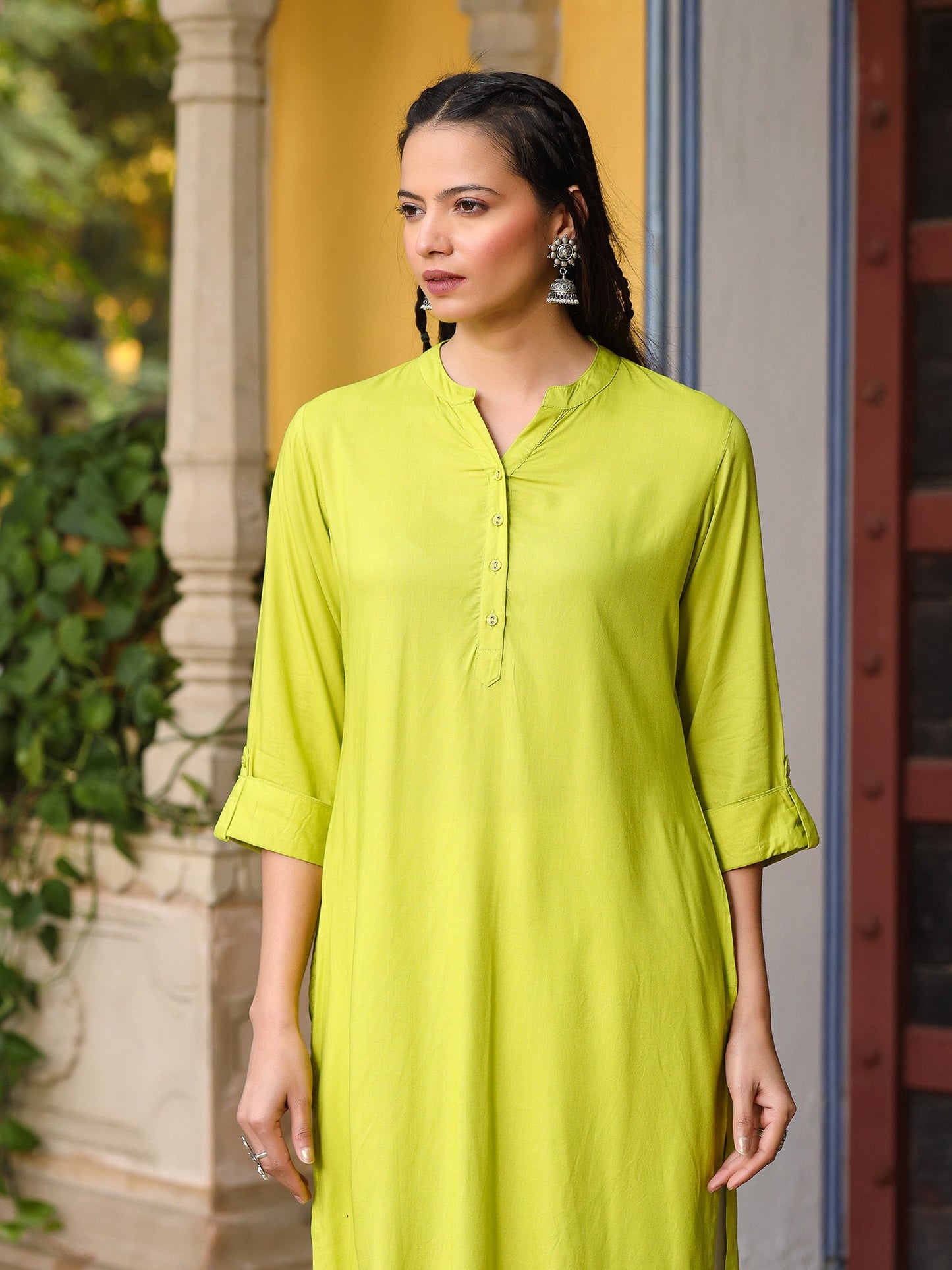 Juniper Green Viscose Rayon Kurta - Distacart