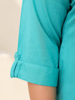 Thumbnail for Juniper Women's Teal Modal Rayon Slub Plus Size Kurta - Distacart