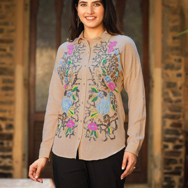 Juniper Women's Rayon Flex Embroidered Women's Shirt - Distacart