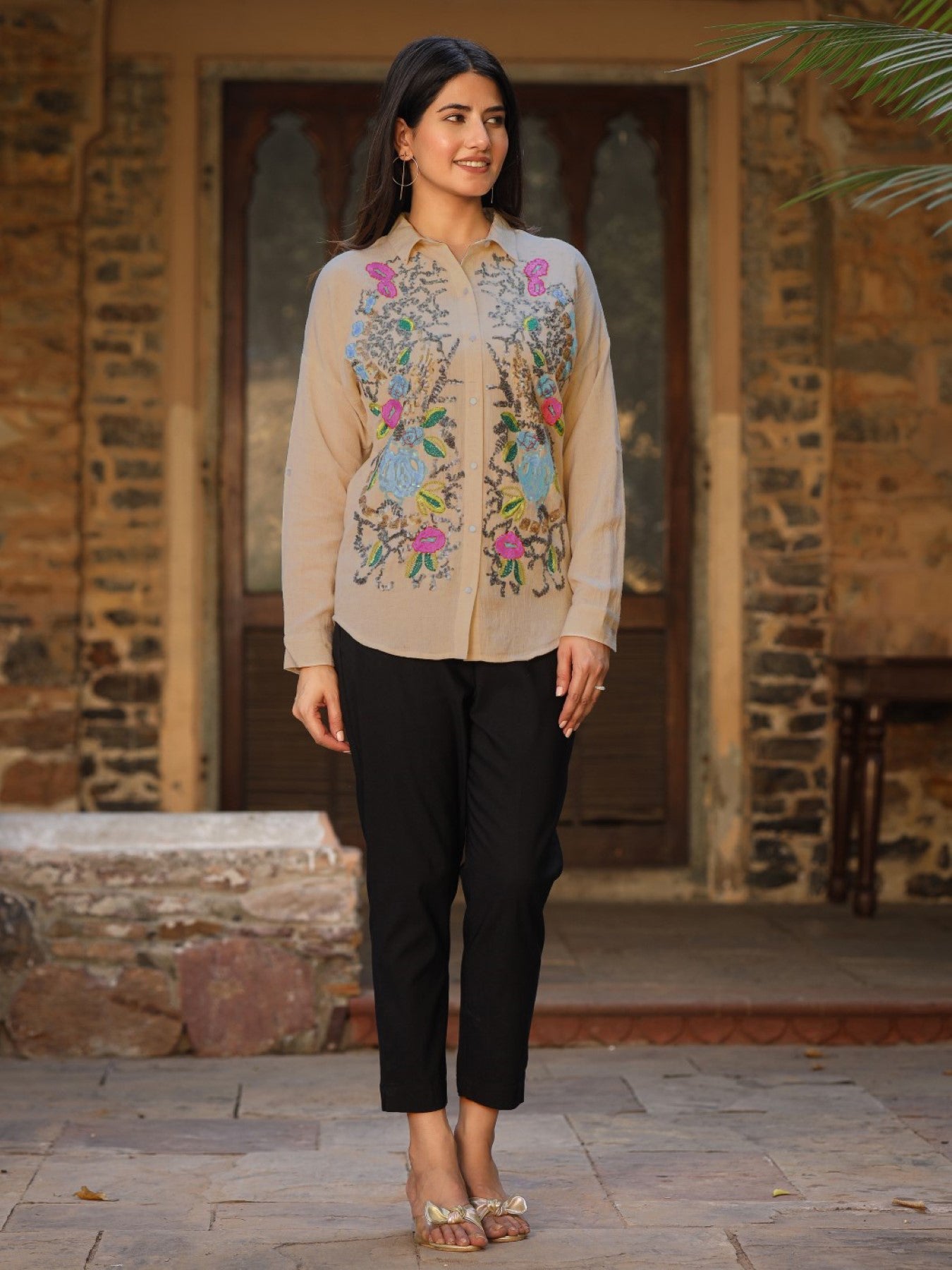 Juniper Women's Rayon Flex Embroidered Women's Shirt - Distacart