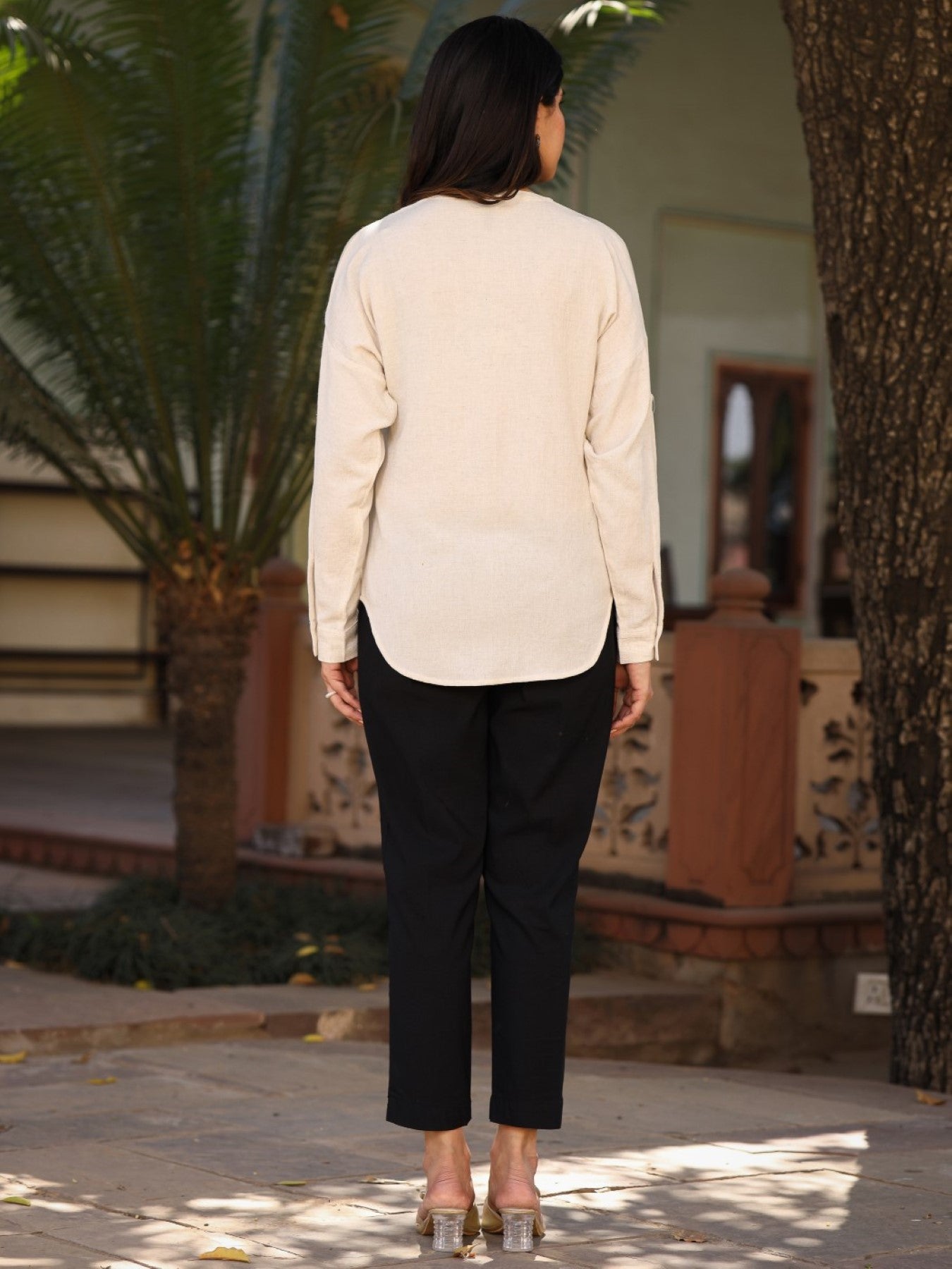 Juniper Women's Women Natural Solid Shirt With Sequins Work - Distacart