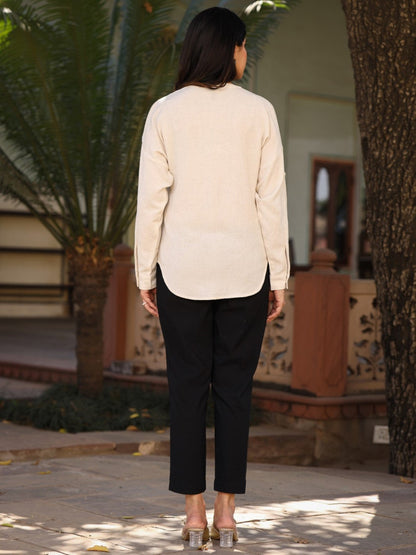 Juniper Women's Women Natural Solid Shirt With Sequins Work - Distacart