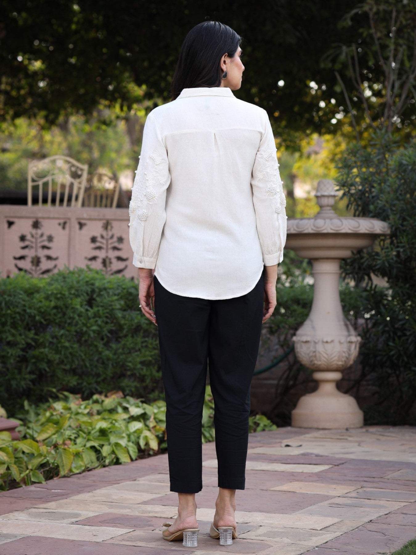 Juniper Women's Rayon Flex Thread Embroidered Women's Shirt With Beads Work - Distacart