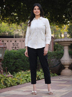 Thumbnail for Juniper Women's Rayon Flex Thread Embroidered Women's Shirt With Beads Work - Distacart