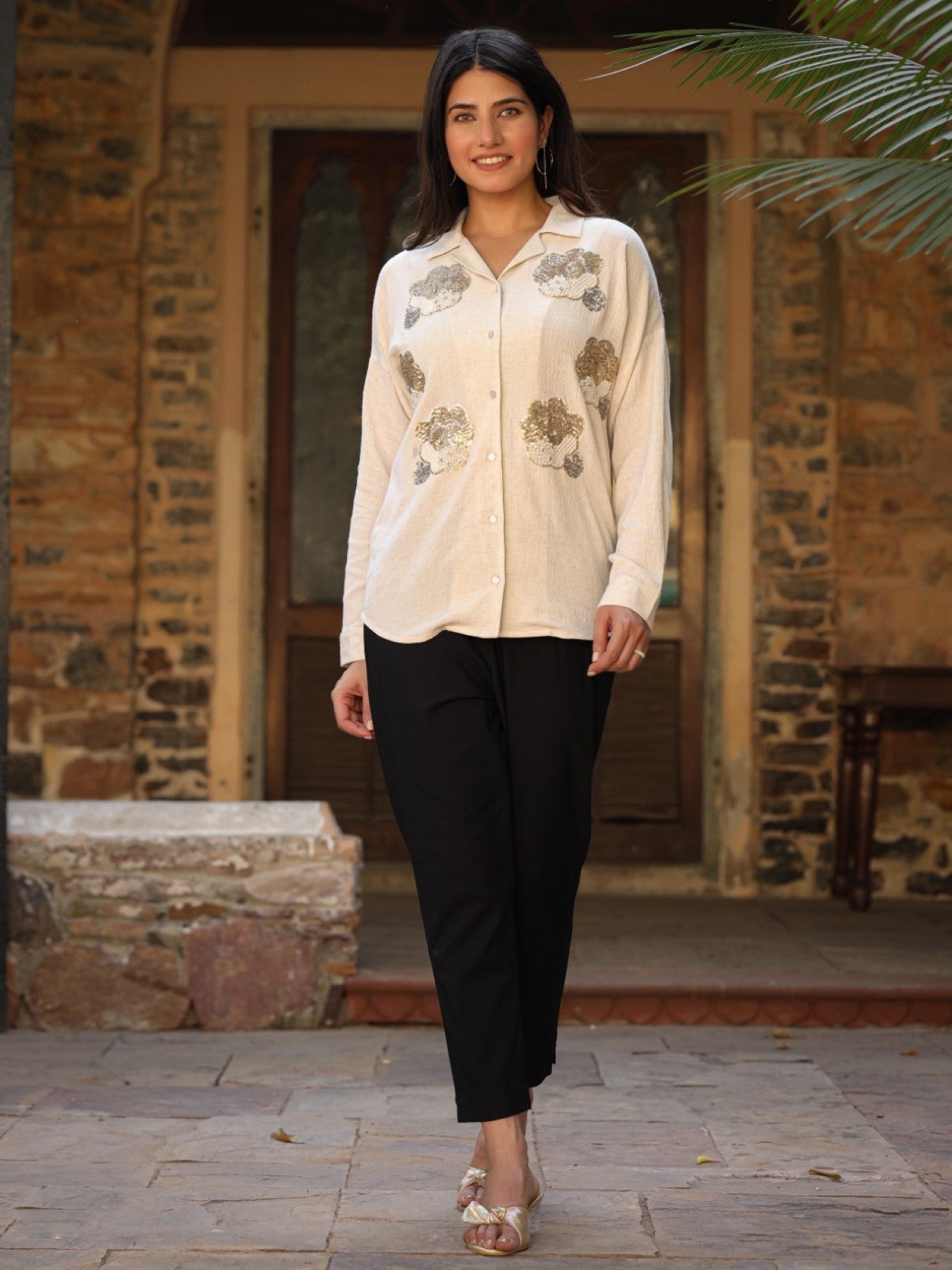 Juniper Women's Rayon Flex Embroidered Women's Shirt - Distacart