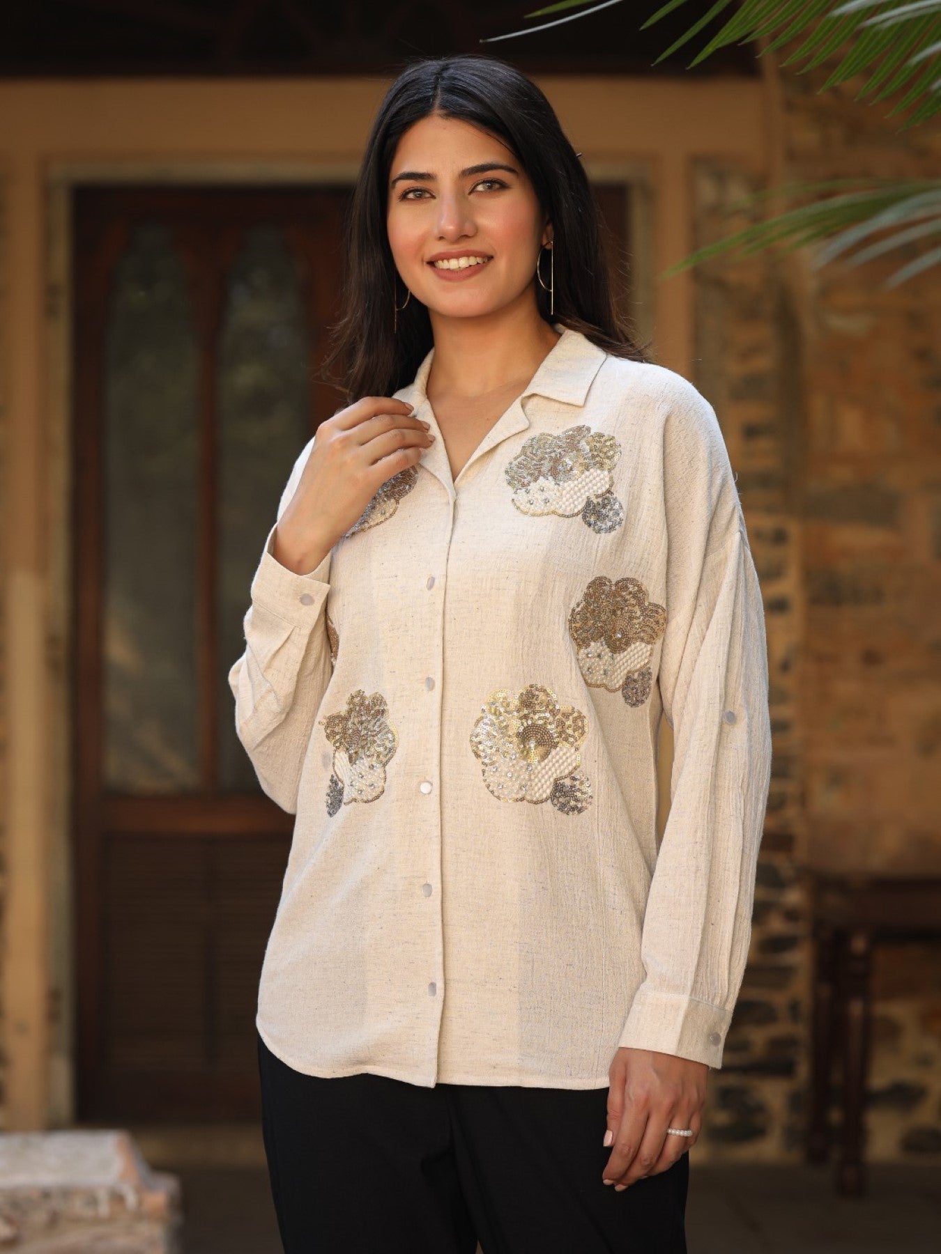 Juniper Women's Rayon Flex Embroidered Women's Shirt - Distacart