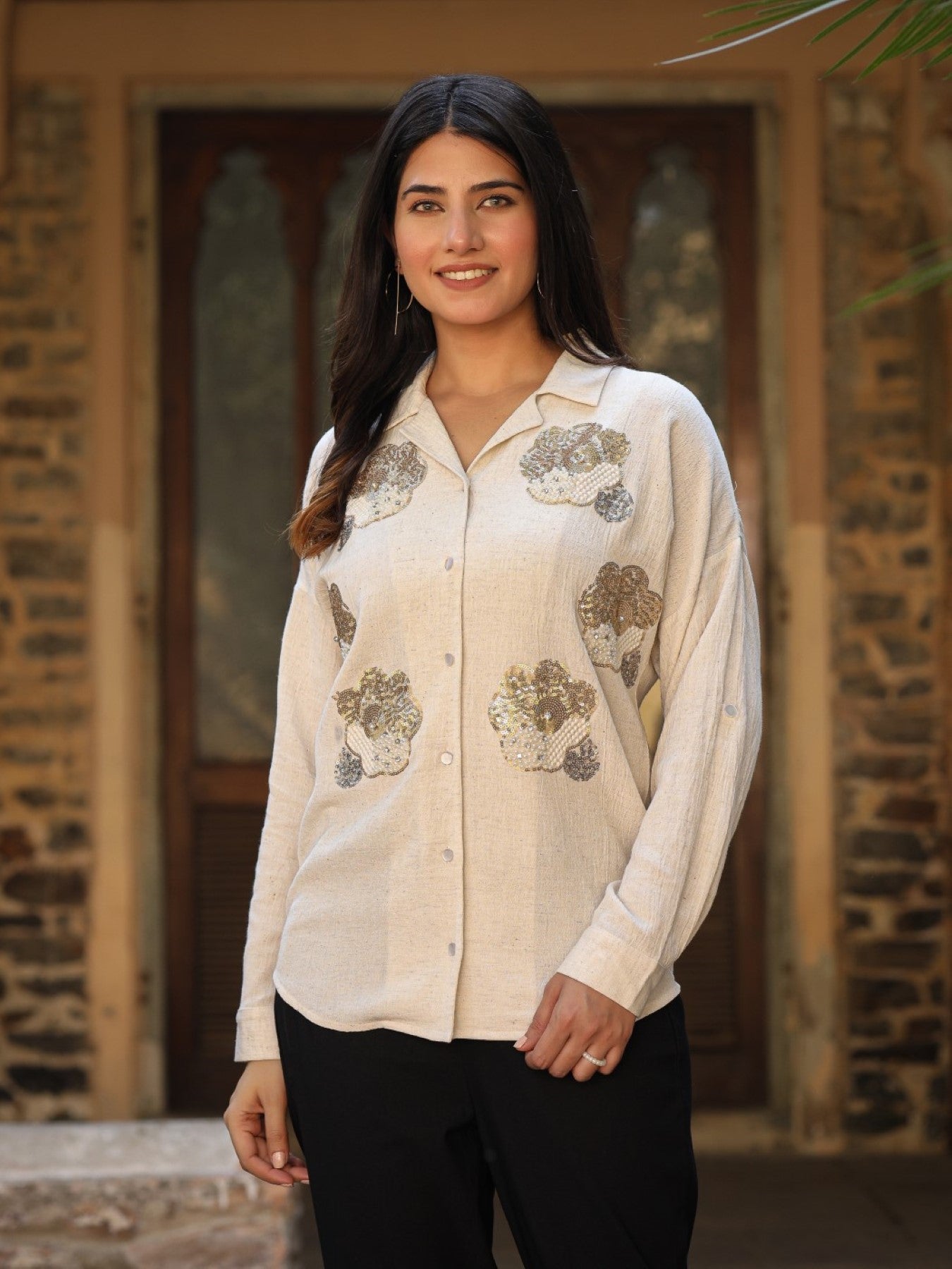 Juniper Women's Rayon Flex Embroidered Women's Shirt - Distacart