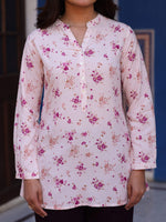 Thumbnail for Juniper Women's Pink Floral Printed Tunic in Rayon - Distacart