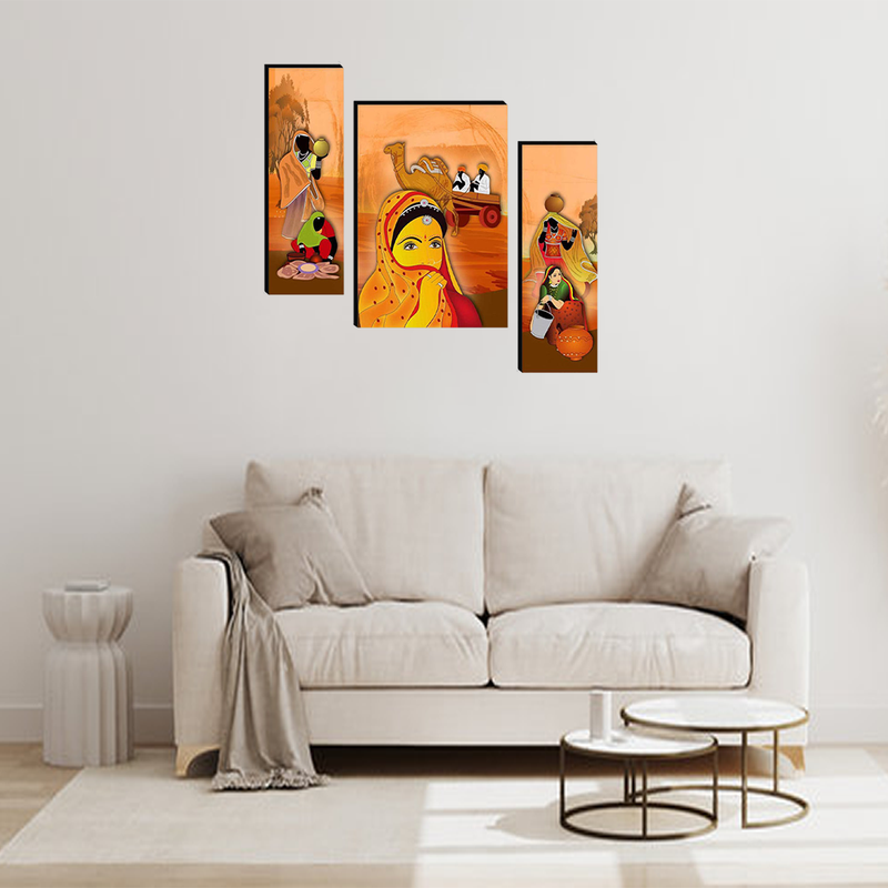 Tehzeeb Creations Set Of 3 Digital Wall Painting - Distacart