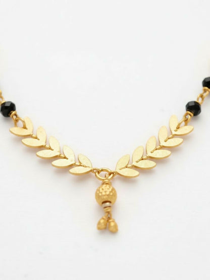 NVR Women Gold Plated Black Beaded Short Design Mangalsutra - Distacart