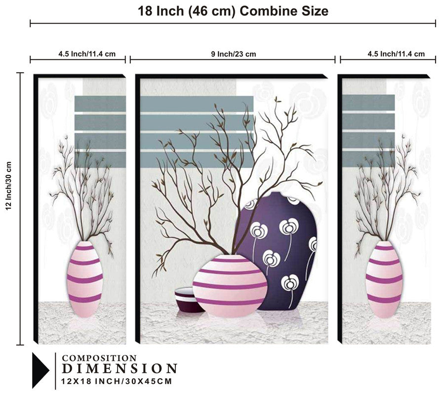 Tehzeeb Creations Set Of 3 Digital Wall Painting