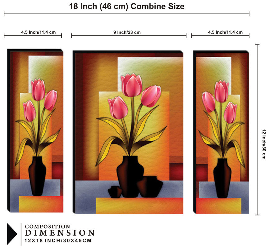 Tehzeeb Creations Set Of 3 Digital Wall Painting