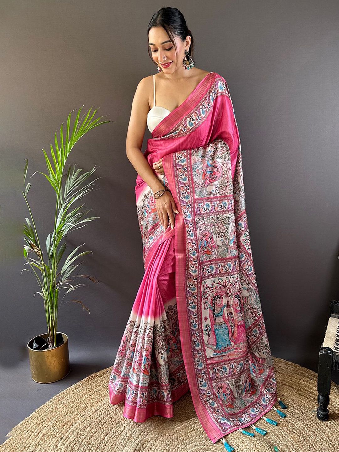 Mitera Kalamkari Printed Tussar Saree - Distacart