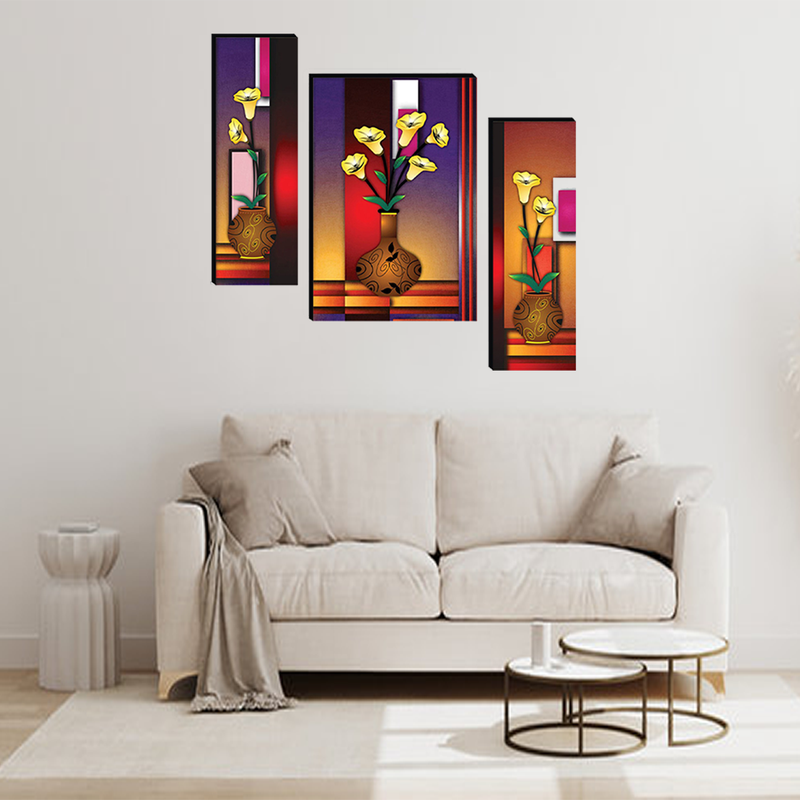 Tehzeeb Creations Set Of 3 Digital Wall Painting - Distacart