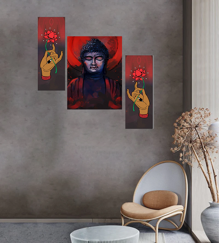 Tehzeeb Creations Set Of 3 Digital Wall Painting - Distacart