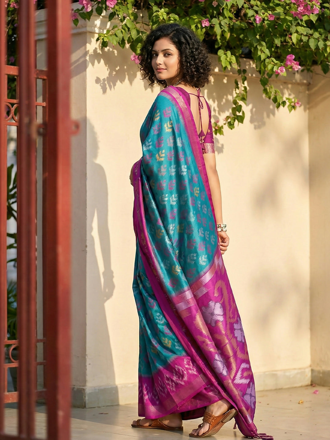 Shree Shyam Fashion Sky Blue Pochampally Silk Saree - Distacart