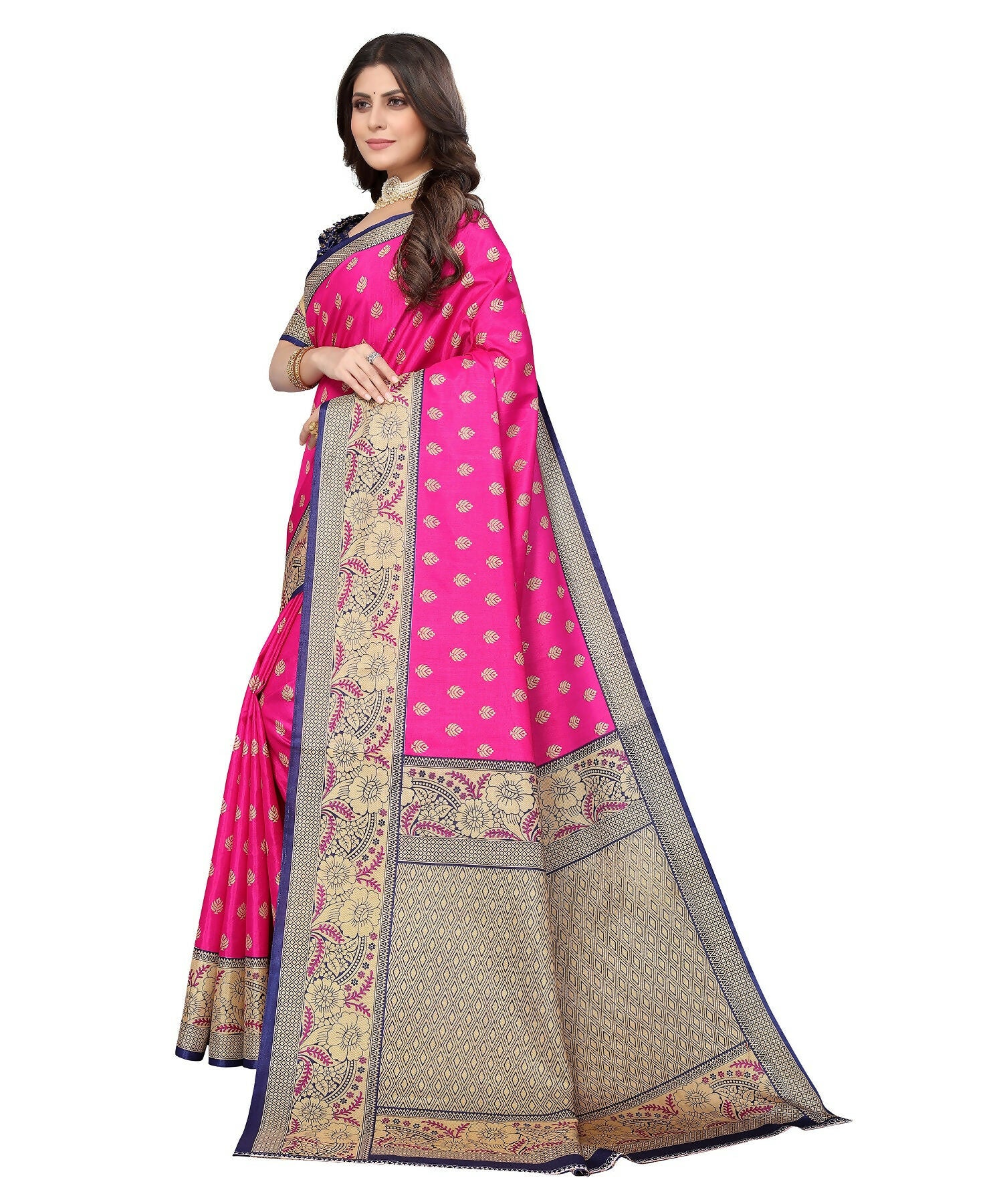 Vamika Pink Printed Art Silk Saree - Distacart