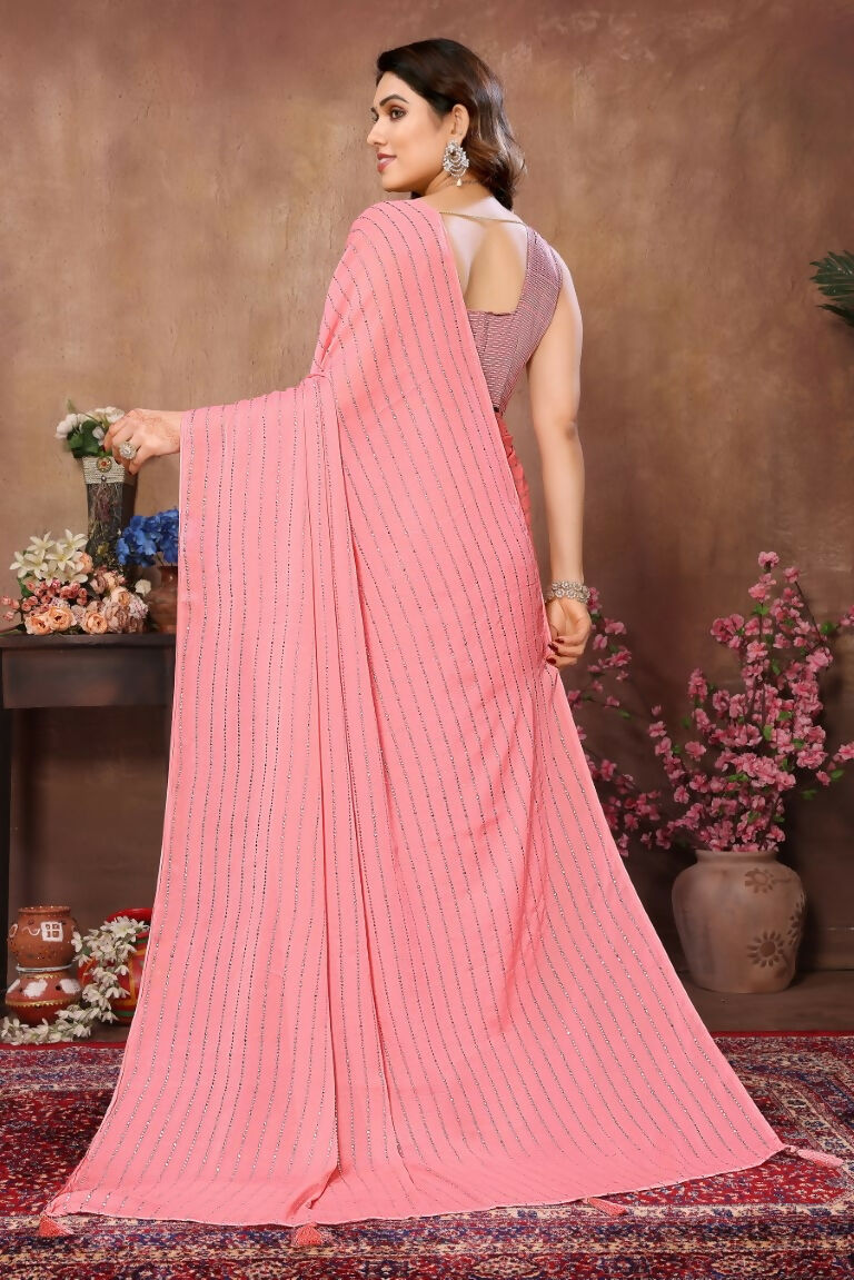 Aafreen Partywear Designer Peach Rangoli Silk Fancy Saree - Distacart