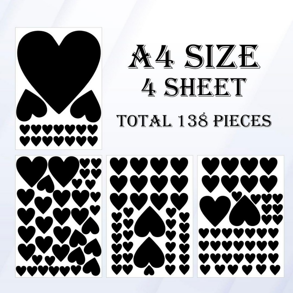 CVANU Cute Loving Heart Shape Pattern Vinyl Wall Art Self-Adhesive Durable Stickers - Dista
