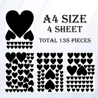 CVANU Cute Loving Heart Shape Pattern Vinyl Wall Art Self-Adhesive Durable Stickers - Dista