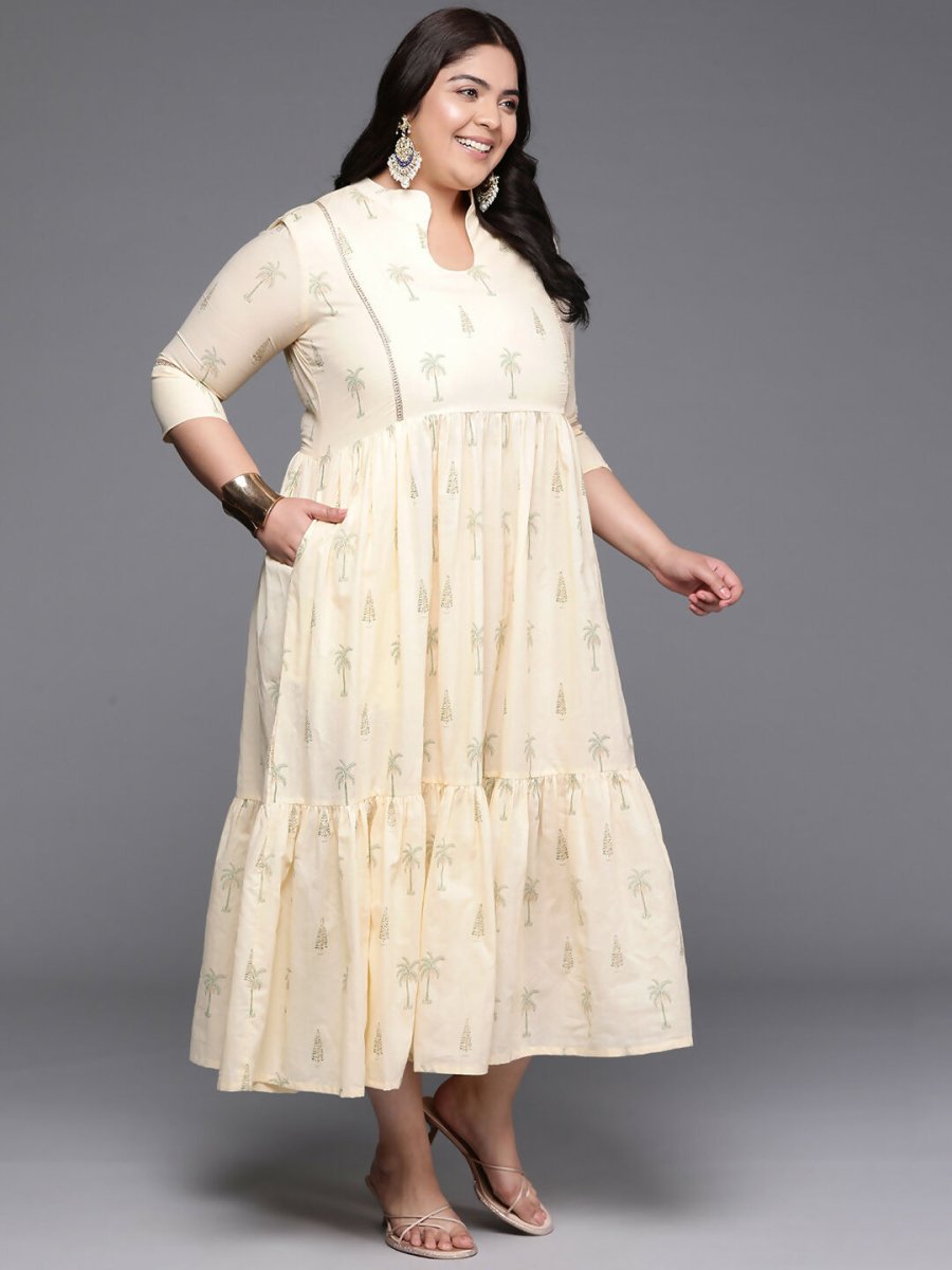 Ahalyaa Women's Traditional wear Ethnic Dress - Off White - Distacart