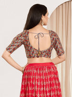 Thumbnail for Joban Fashion Grey Jacquard Padded Blouse With Round Neck Elbow Sleeves - Distacart