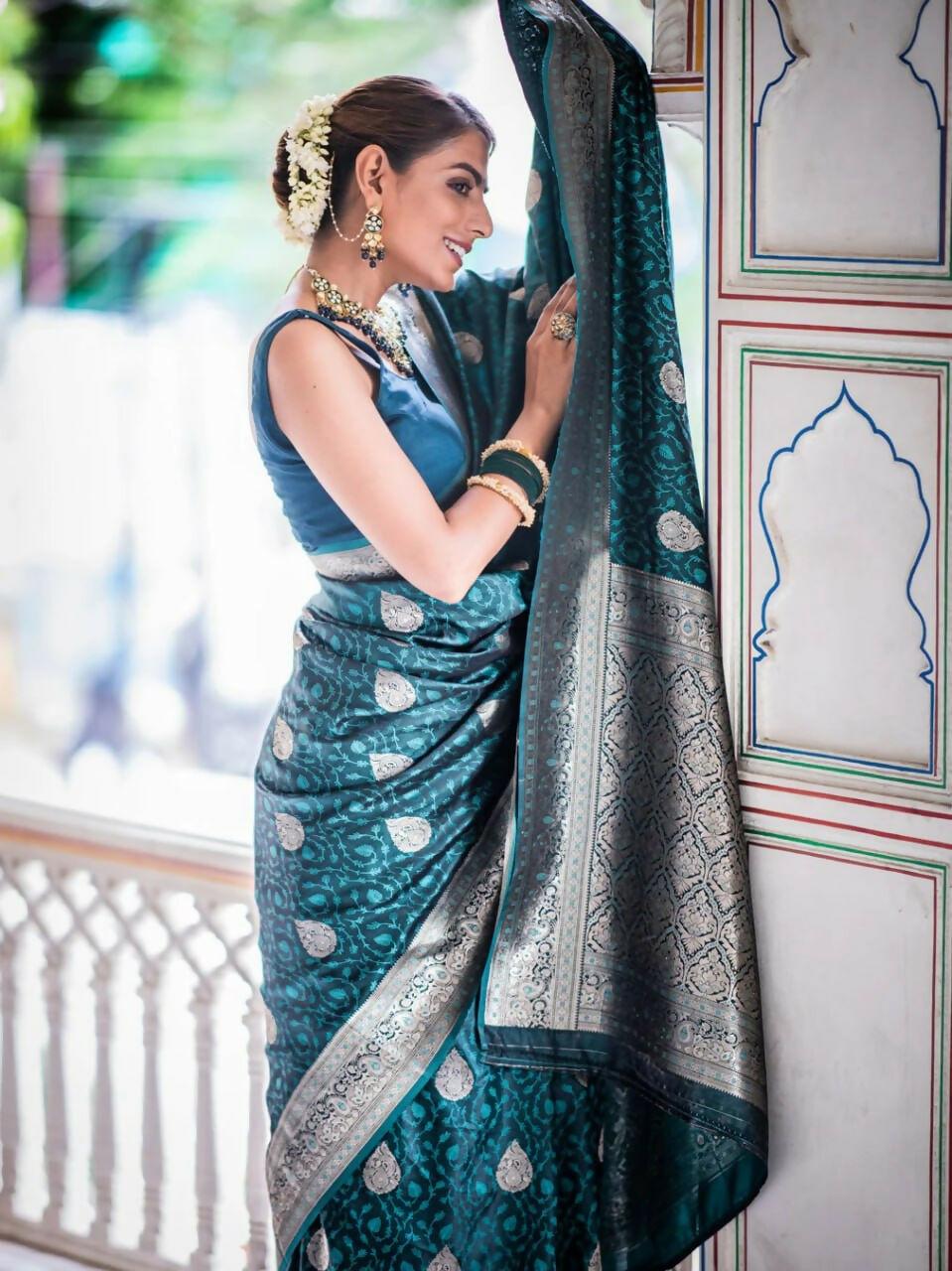 Preksha Creation Banarasi Soft Silk Women Dark Blue Saree - Distacart