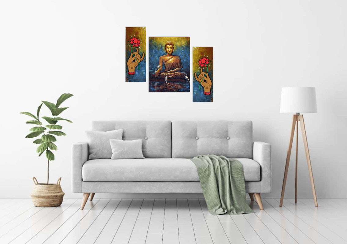Tehzeeb Creations Set Of 3 Digital Wall Painting - Distacart