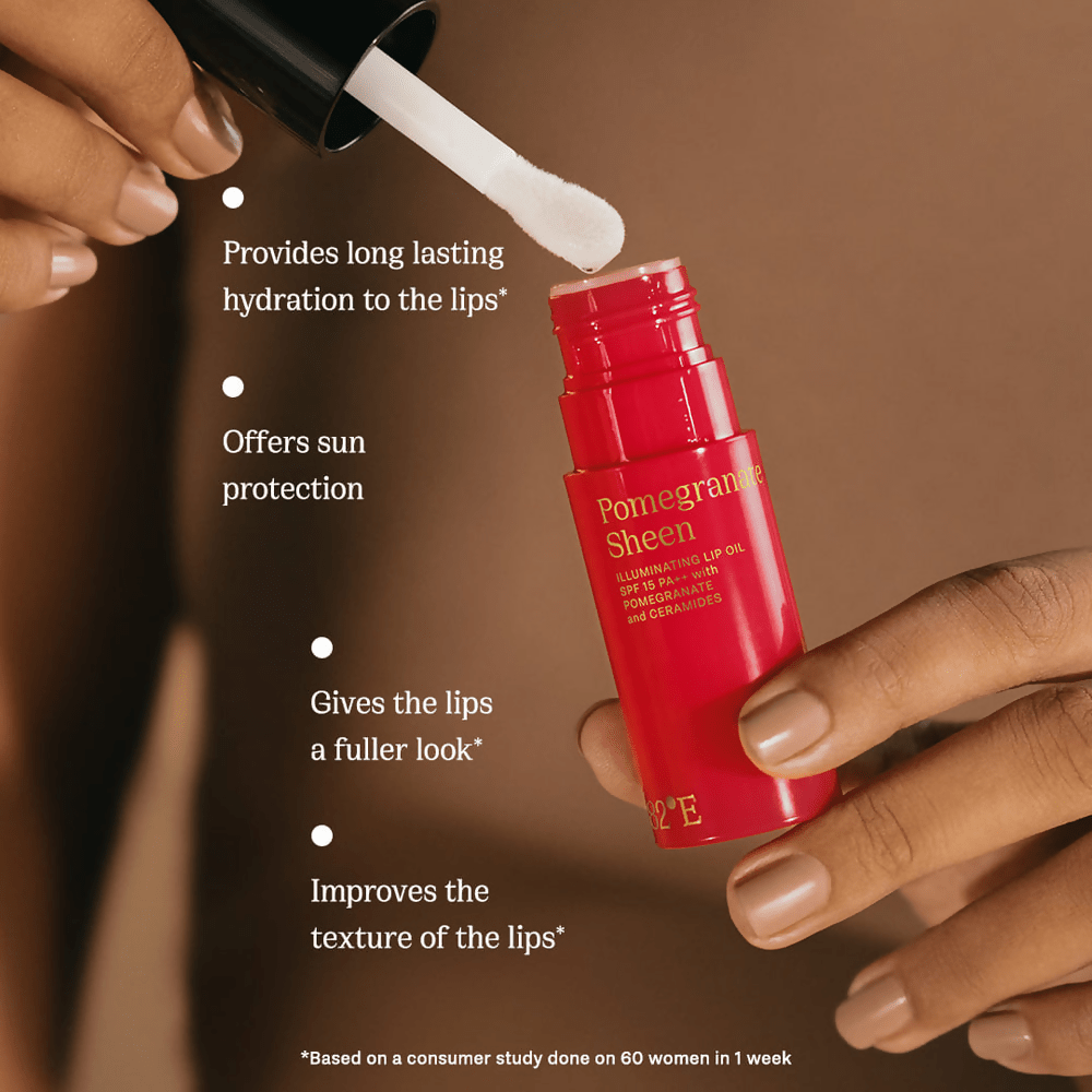 82°E By Deepika Padukone Pomegranate Sheen SPF 15 PA++ Illuminating Lip Oil with Pomegranate and Ceramides - Distacart