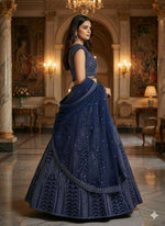 Thumbnail for Lehenga Mart Designer Indian Wedding Lehenga Choli-Blue - Distacart