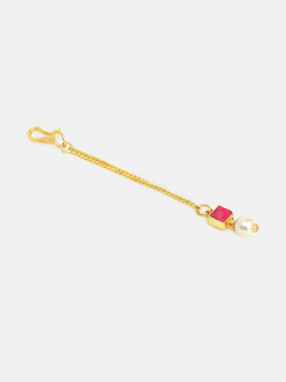 Ruby Raang Crimson Drop Pearl Maang Tikka - Distacart