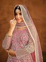 Thumbnail for Anaita Pink Embroidered Net Anarkali Suit - Distacart