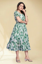 Thumbnail for Preksha Creation New Georgette Floral Print Women Green Long Gown - Distacart