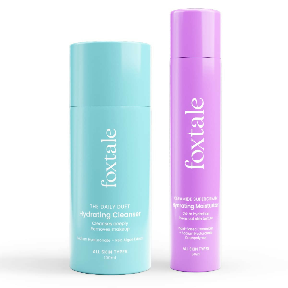 Foxtale Hydration Skin Care Kit: Cleanser Face Wash + Ceramide Supercream Moisturizer - Distacart