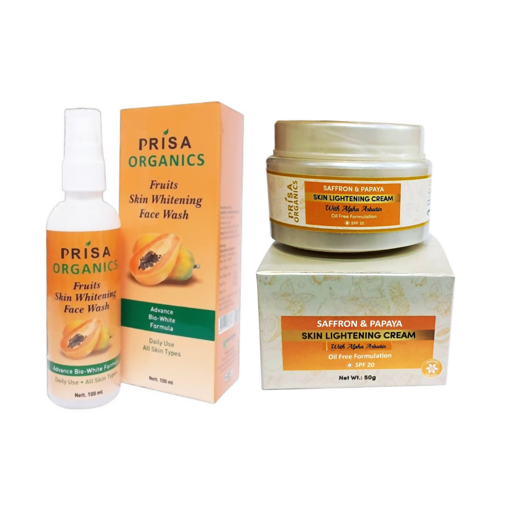 Prisa Organics Saffron &amp; Papaya Lightening Face Wash and Saffron &amp; Papaya Skin Lightening Face Cream Combo - Distacart