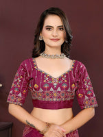 Thumbnail for Ai Fashion Wine Georgette Digital Print Party Wear Saree
